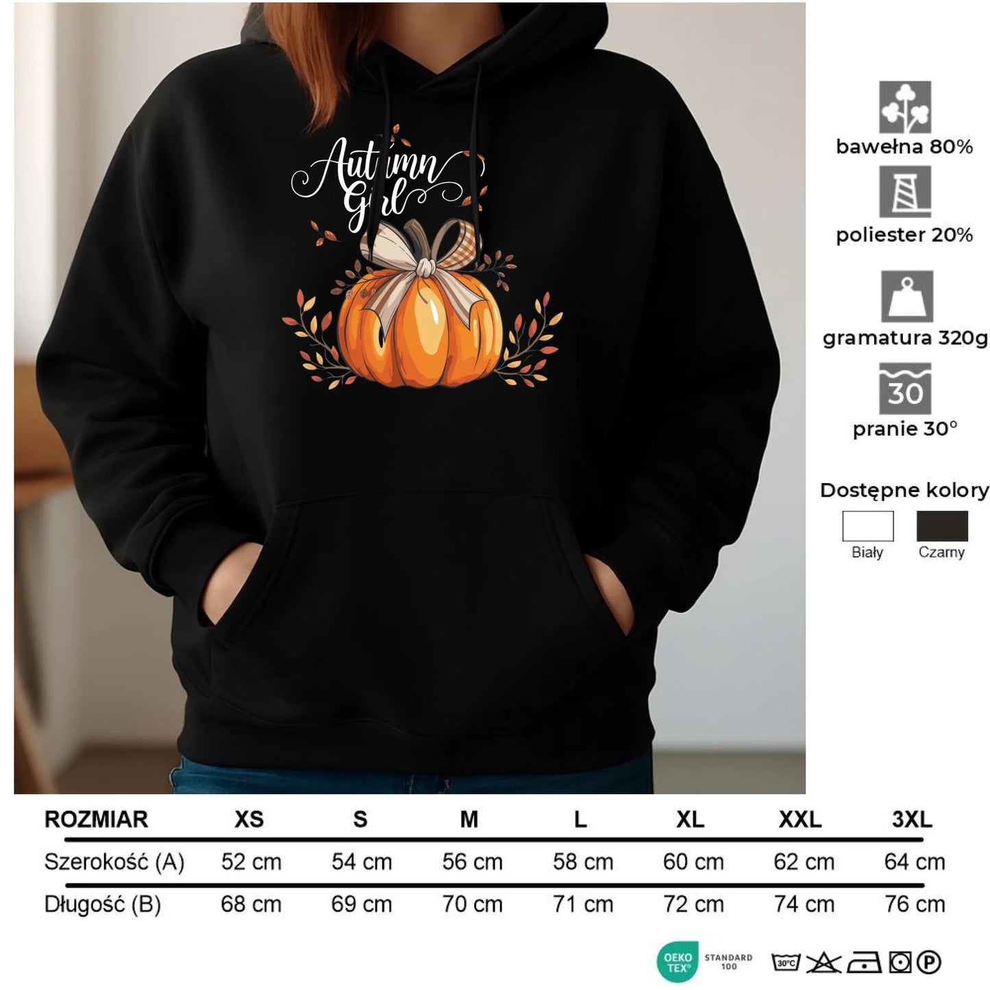 Bluza damska z kapturem jesieniara - Dynia JS12 - StoryCups.pl