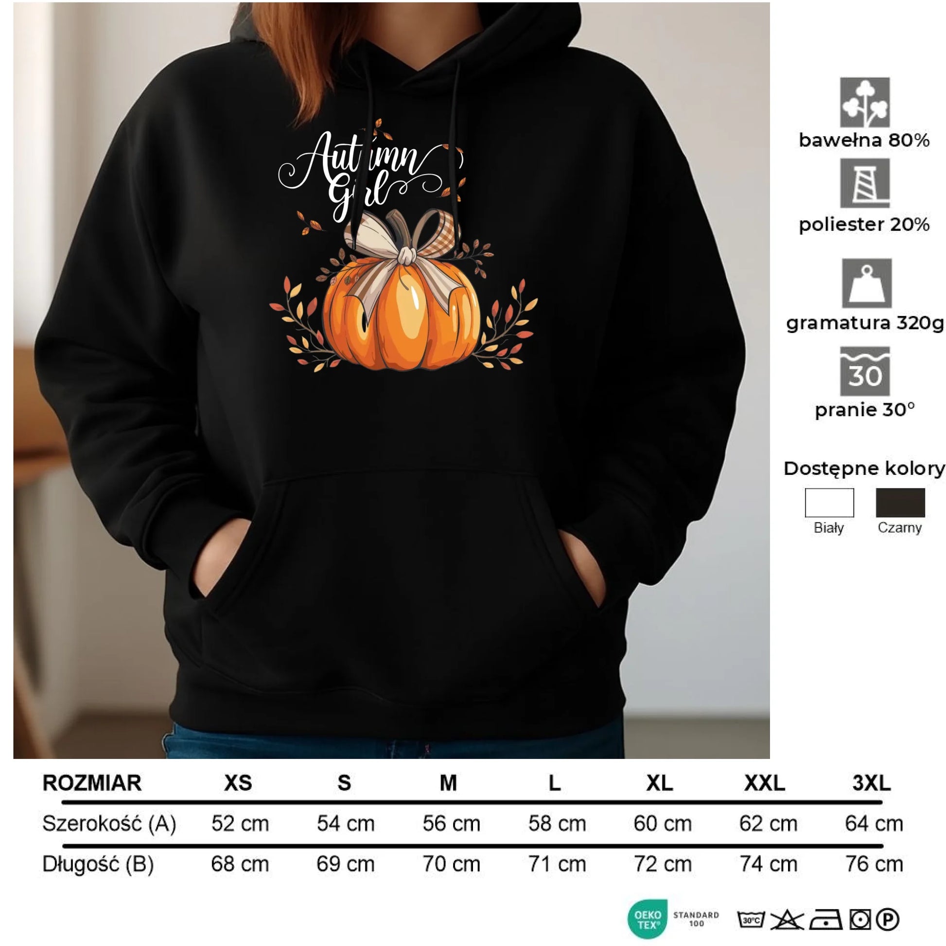 Bluza damska z kapturem jesieniara - Dynia JS12 - StoryCups.pl