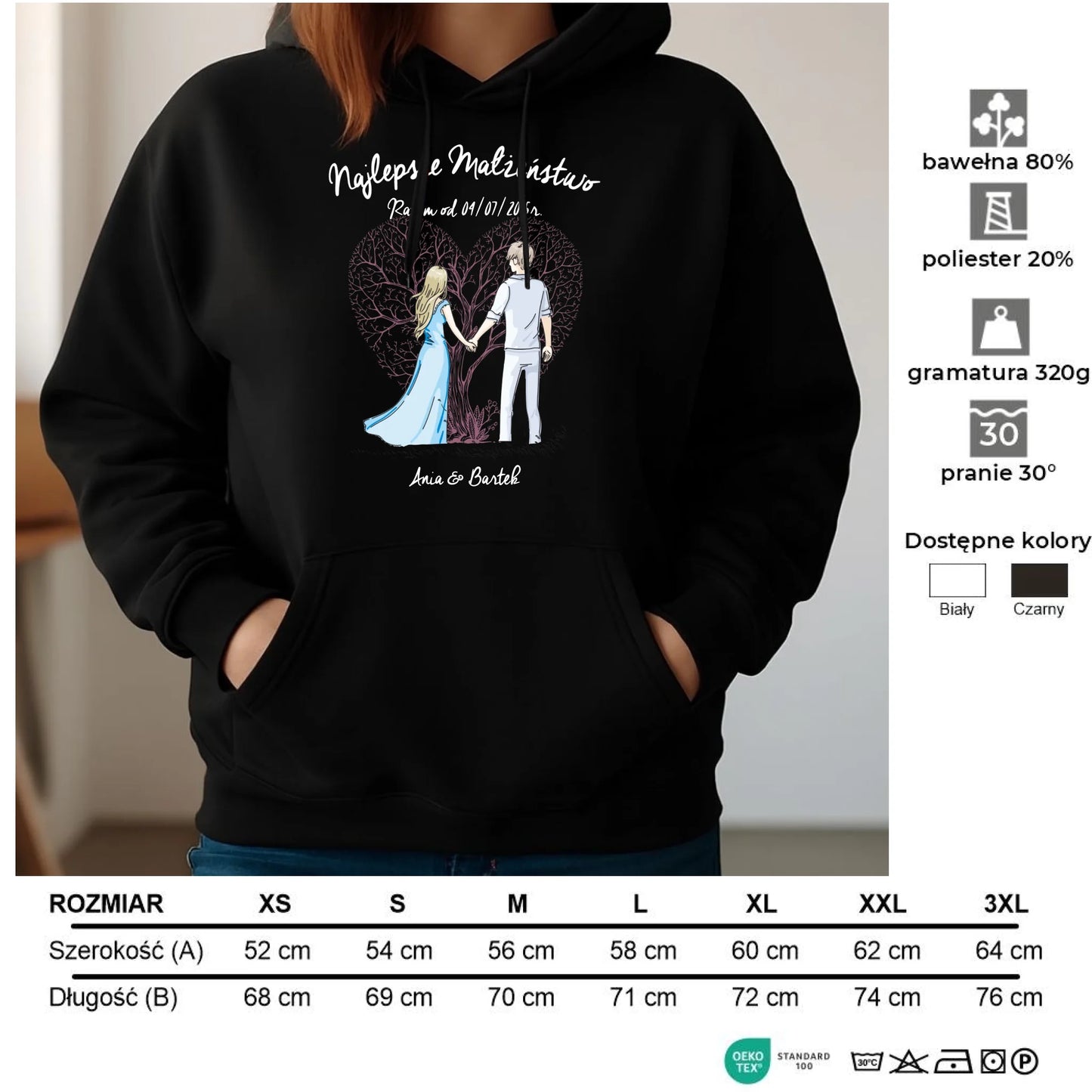 Bluza damska z kapturem - prezent dla żony Rocznica Ślubu - Najlepsze małżeństwo - personalizowana W03 - StoryCups.pl