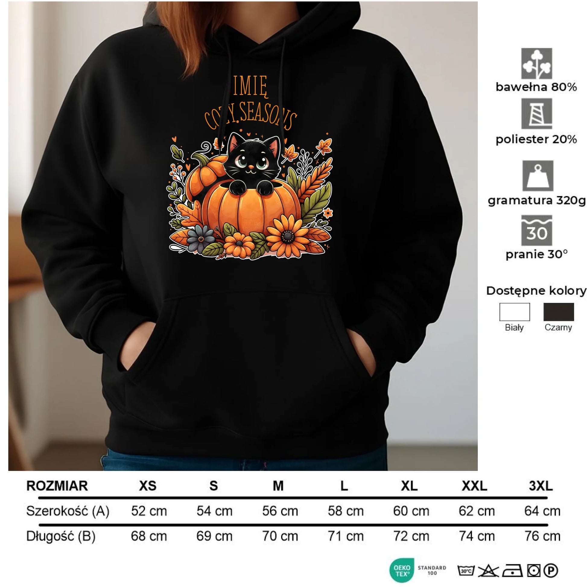 Bluza damska z kapturem jesieniara - Cozy Seasons - personalizowana JS01 - StoryCups.pl