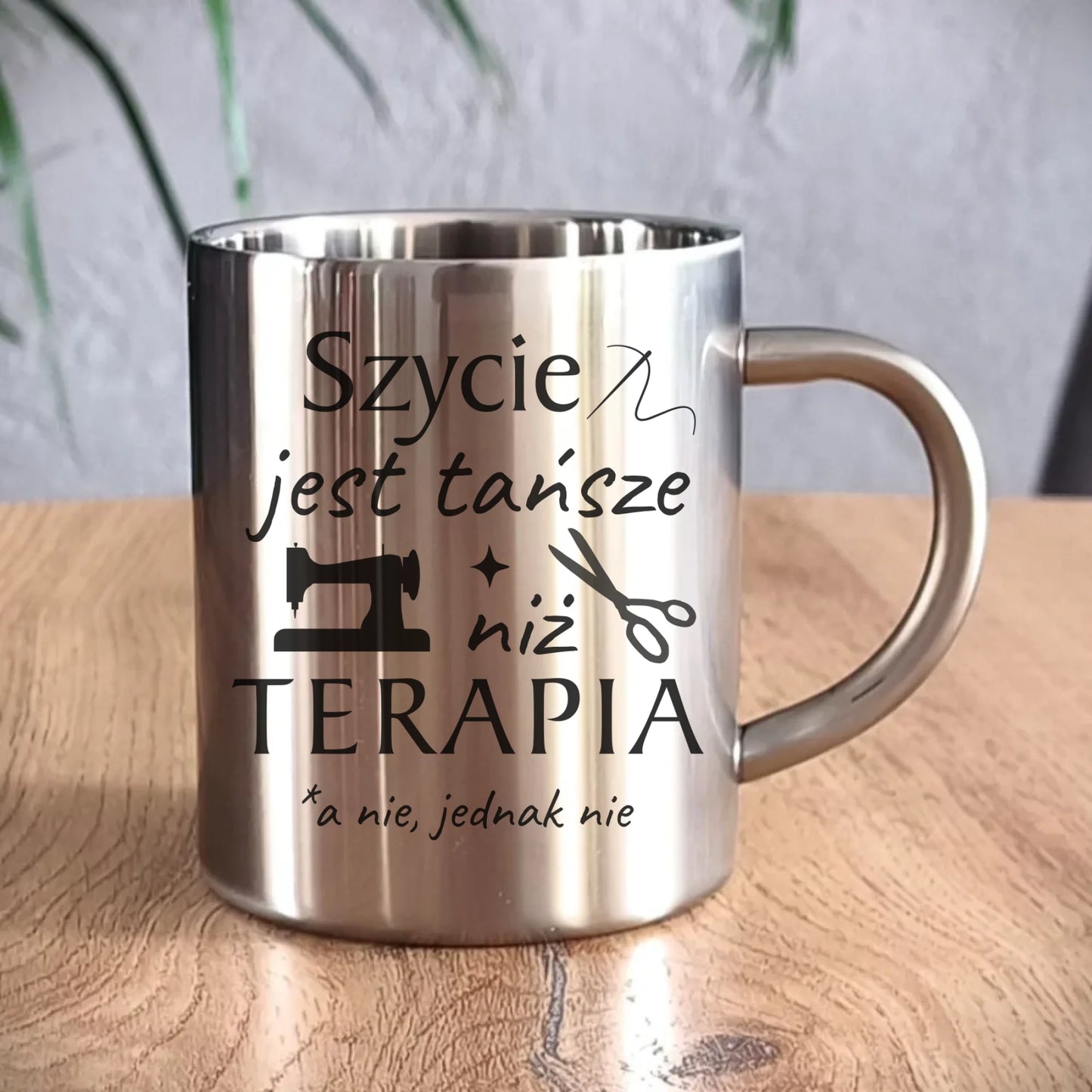 Kubek metalowy szyciowy dla krawcowej - Szycie tańsze niż terapia HS04