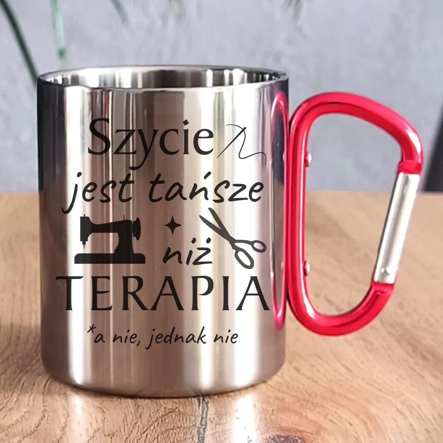 Kubek metalowy szyciowy dla krawcowej - Szycie tańsze niż terapia HS04