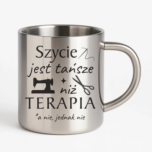 Kubek metalowy szyciowy dla krawcowej - Szycie tańsze niż terapia HS04