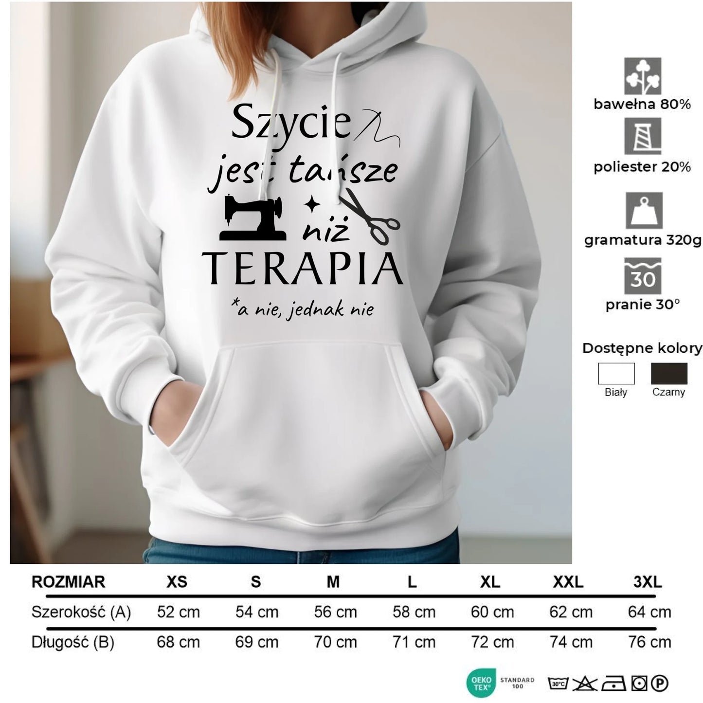 Bluza damska z kapturem szyciowa dla krawcowej - Szycie tańsze niż terapia HS04