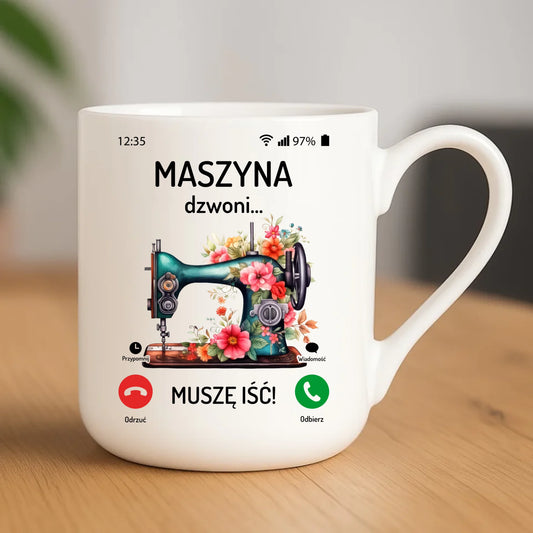 Kubek elegant szyciowy dla krawcowej - Maszyna dzwoni muszę iść HS05 - StoryCups.pl
