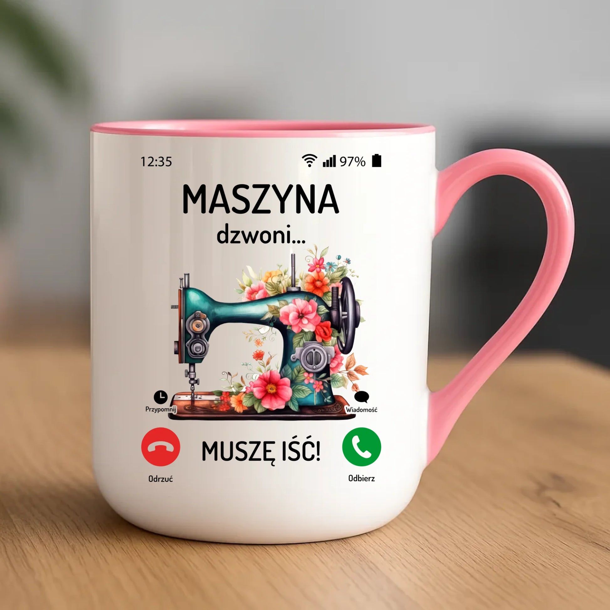 Kubek elegant szyciowy dla krawcowej - Maszyna dzwoni muszę iść HS05 - StoryCups.pl