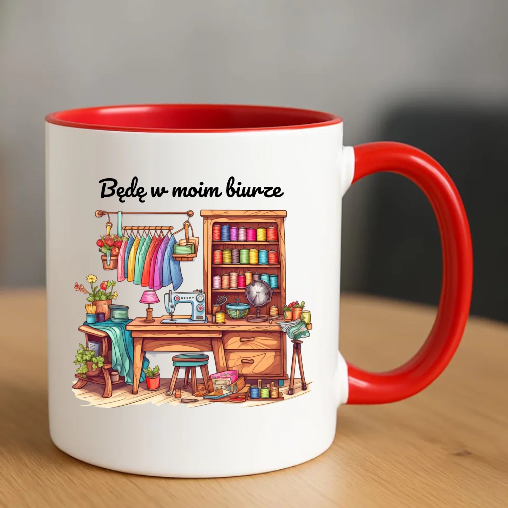 Kubek szyciowy dla krawcowej – Będę w moim biurze HS07 - StoryCups.pl
