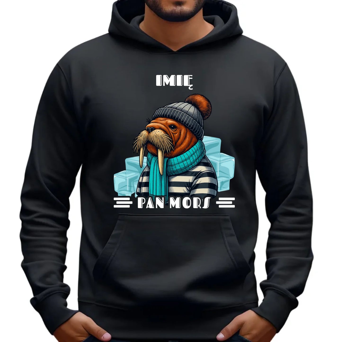 Bluza męska z kapturem - prezent dla morsa - Pan Mors - personalizowana HM15 - StoryCups.pl