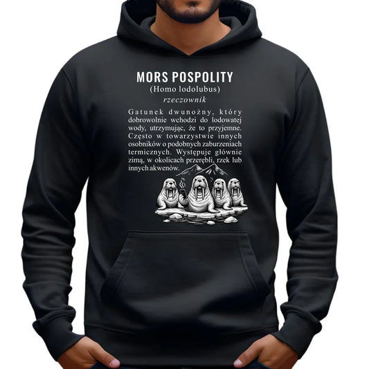 Bluza męska z kapturem - prezent dla morsa - Mors pospolity [Homo lodolubus] HM12 - StoryCups.pl