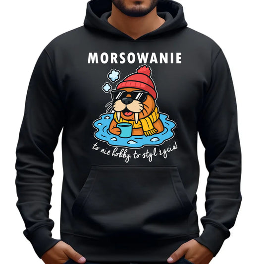 Bluza męska z kapturem - prezent dla morsa - Morsowanie to styl życia HM10 - StoryCups.pl
