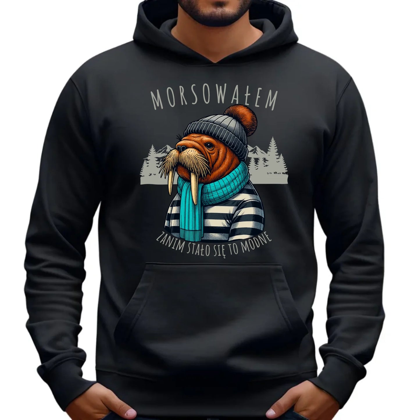Bluza męska z kapturem - prezent dla morsa - Morsowałem zanim stało się to modne - Mors HM08 - StoryCups.pl