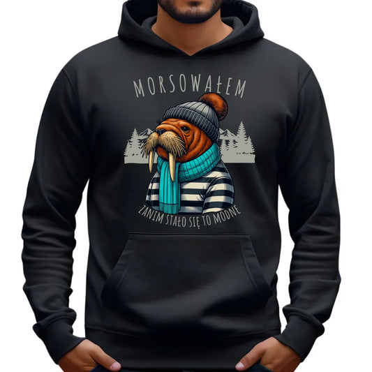 Bluza męska z kapturem - prezent dla morsa - Morsowałem zanim stało się to modne - Mors HM08 - StoryCups.pl