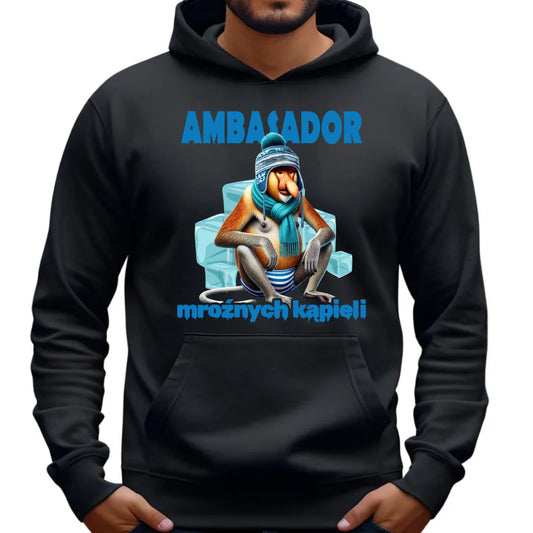 Bluza męska z kapturem - prezent dla morsa - Janusz Nosacz Mors - Ambasador mroźnych kąpieli HM03 - StoryCups.pl