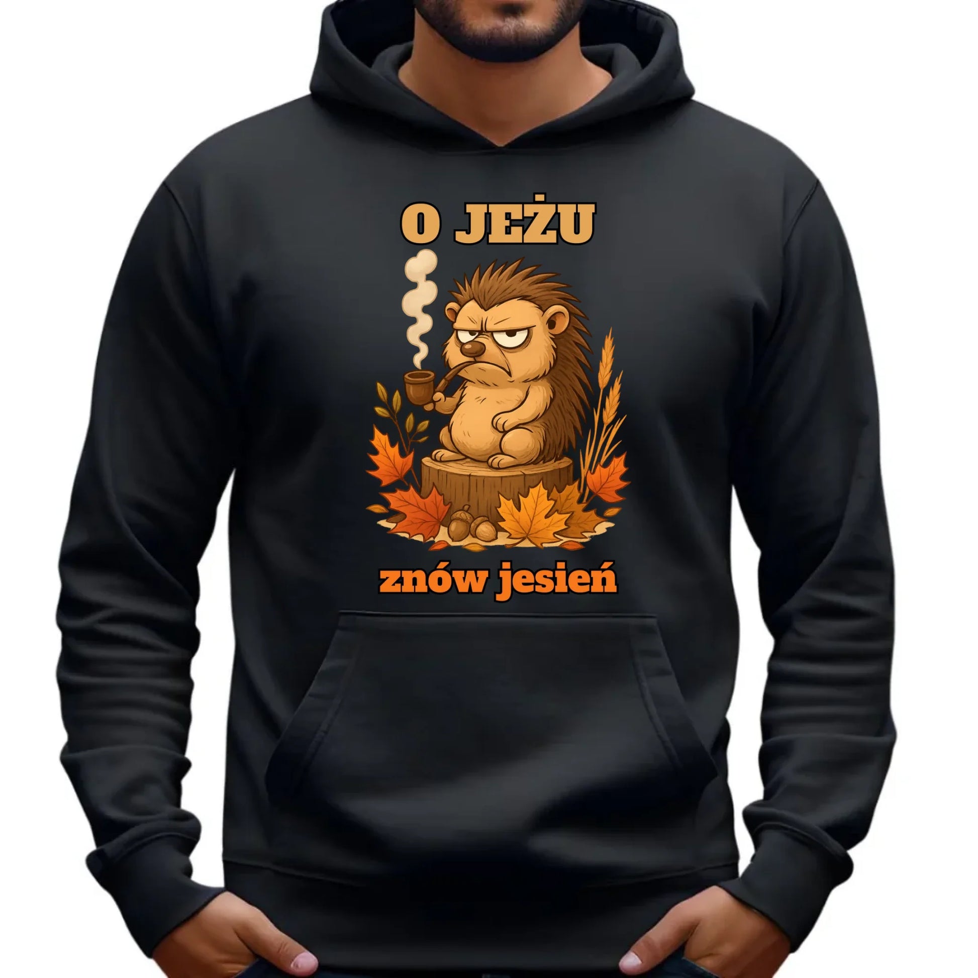 Bluza męska z kapturem jesienna - O jeżu znów jesień JS20 - StoryCups.pl