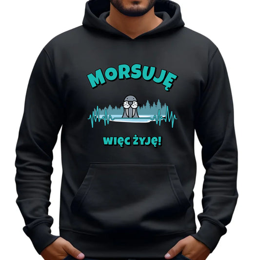 Bluza męska z kapturem - prezent dla morsa - Morsuję więc żyję - Mors HM02 - StoryCups.pl