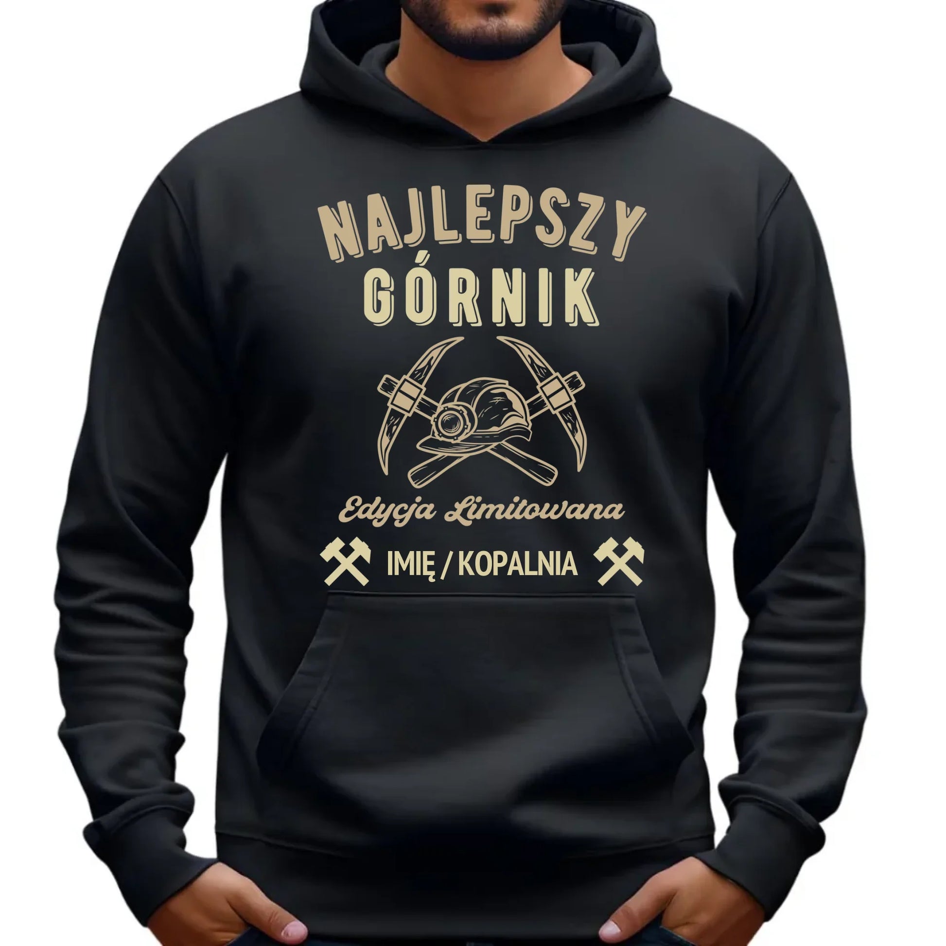 Bluza męska z kapturem - prezent dla górnika - Najlepszy górnik - personalizowana G27 - StoryCups.pl