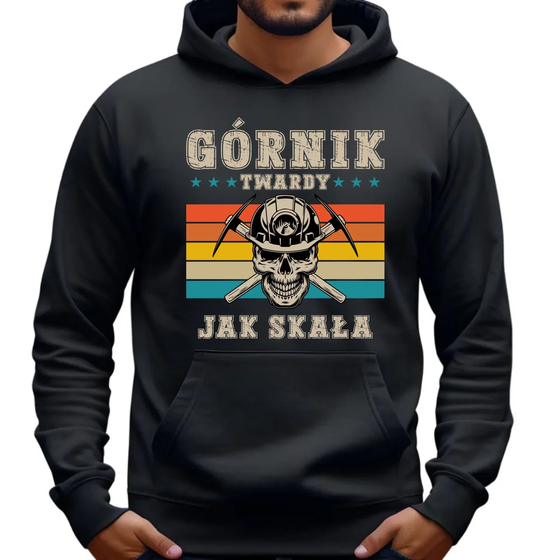 Bluza męska z kapturem - prezent dla górnika - Górnik twardy jak skała G21 - StoryCups.pl
