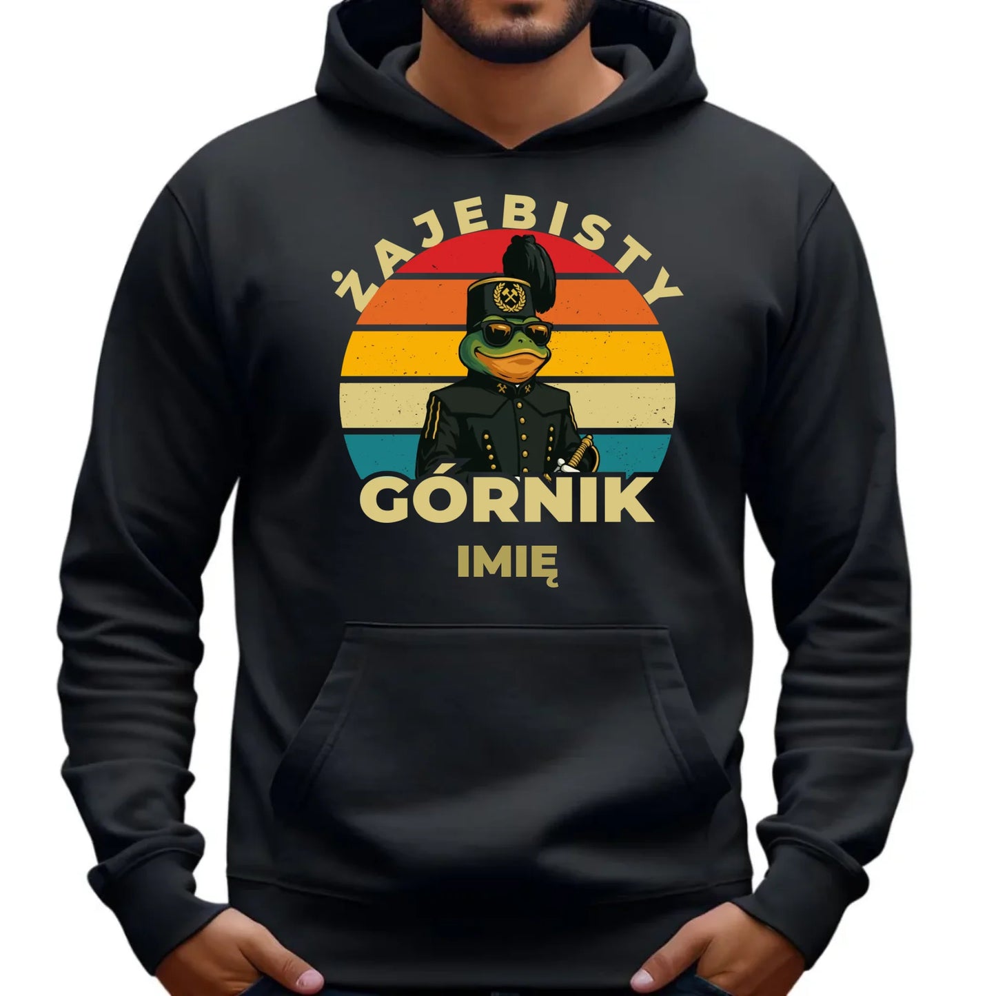 Bluza męska z kapturem - prezent dla górnika - Żajebisty górnik - personalizowana G19 - StoryCups.pl