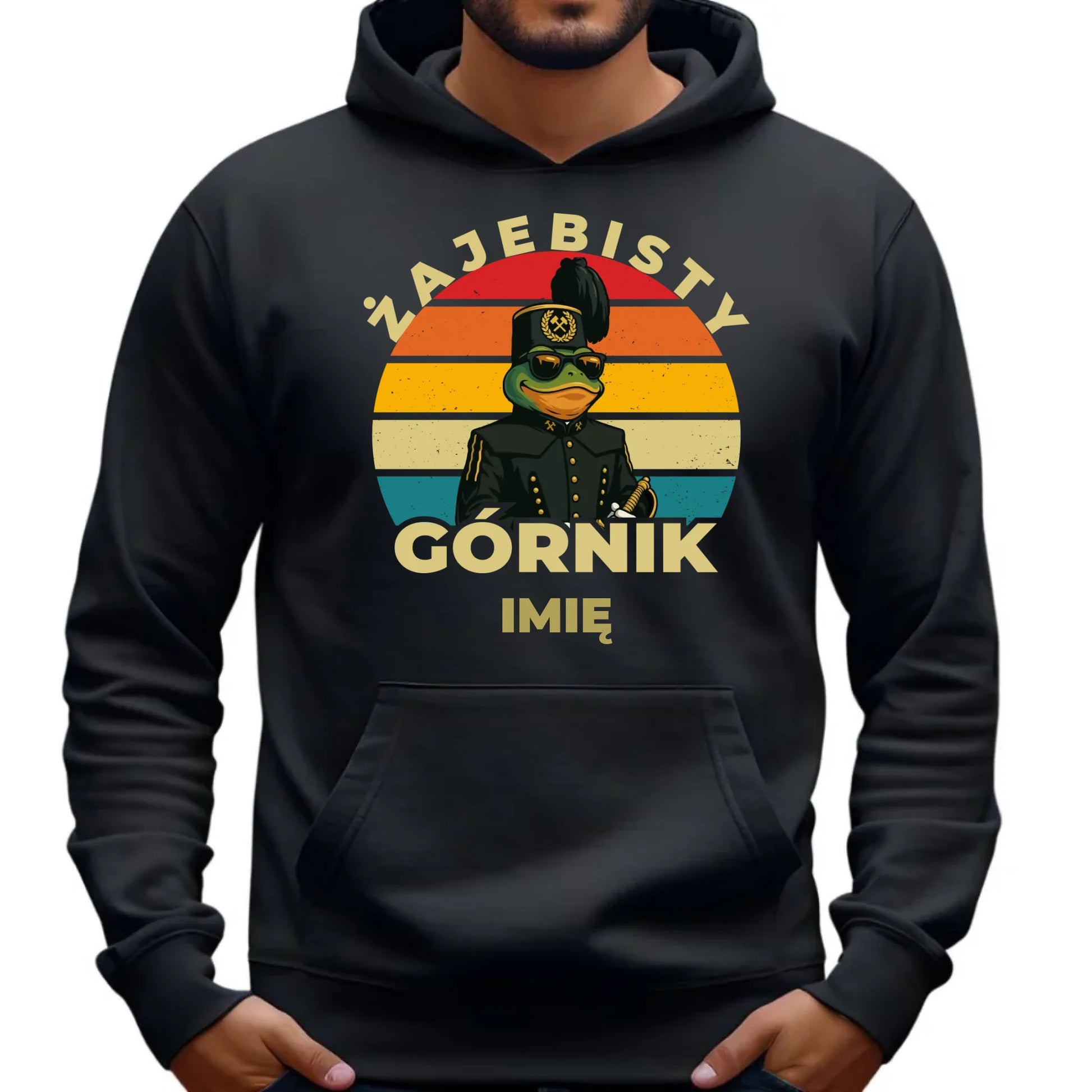 Bluza męska z kapturem - prezent dla górnika - Żajebisty górnik - personalizowana G19 - StoryCups.pl
