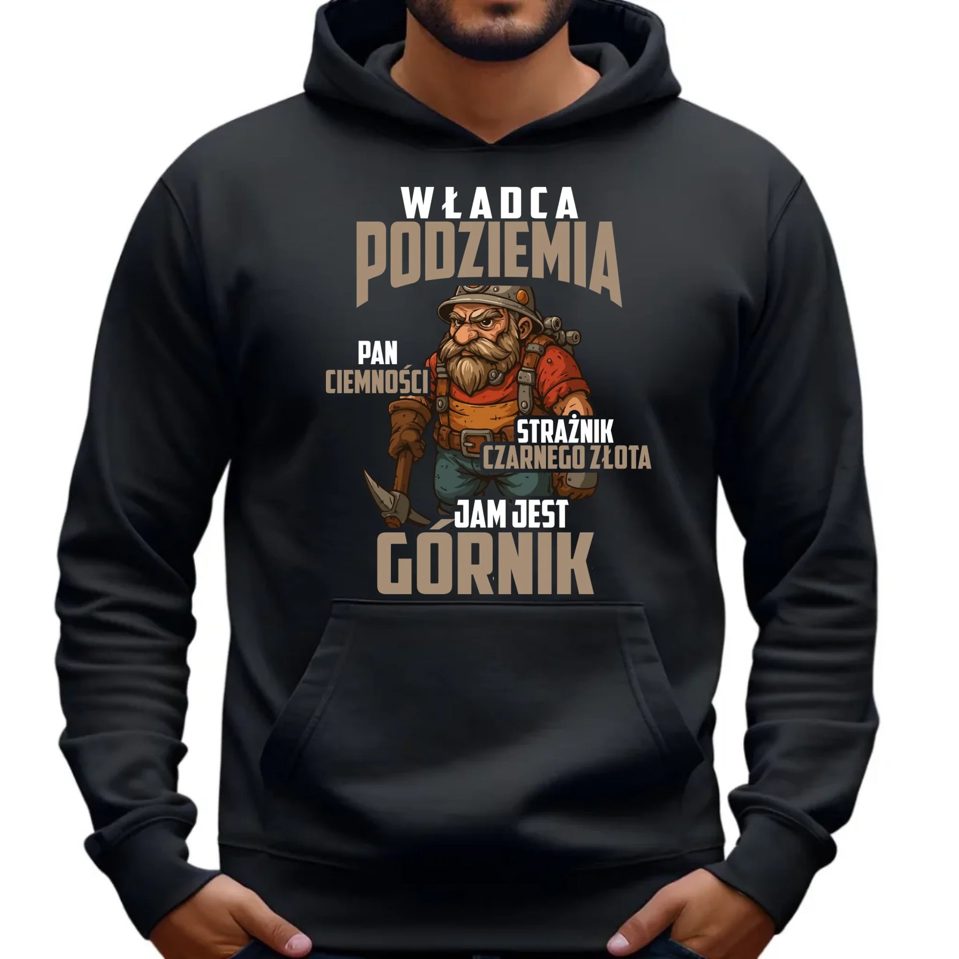 Bluza męska z kapturem - prezent dla górnika - Władca podziemia Górnik G20 - StoryCups.pl