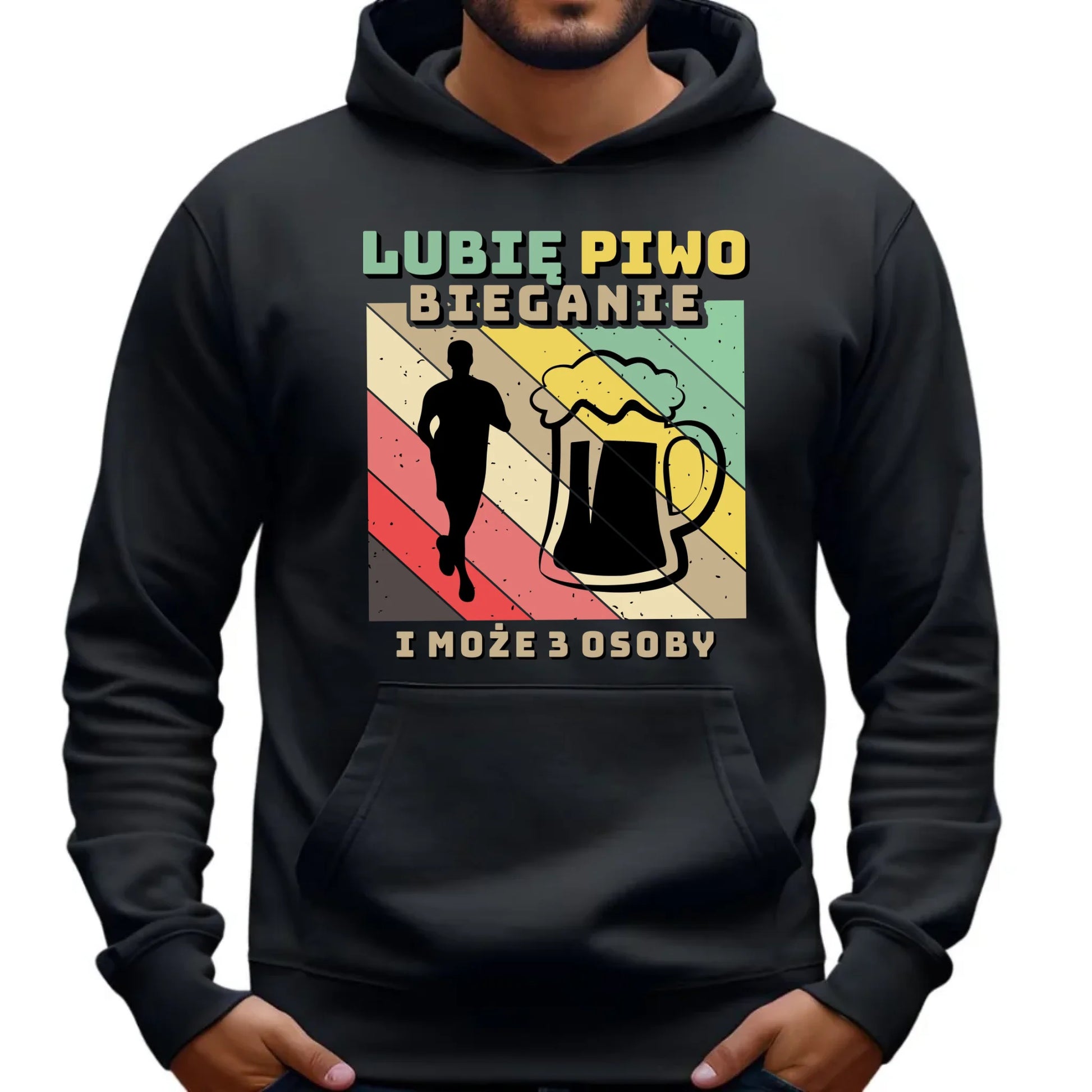 Bluza męska z kapturem dla biegacza - Lubię piwo bieganie HB01 - StoryCups.pl