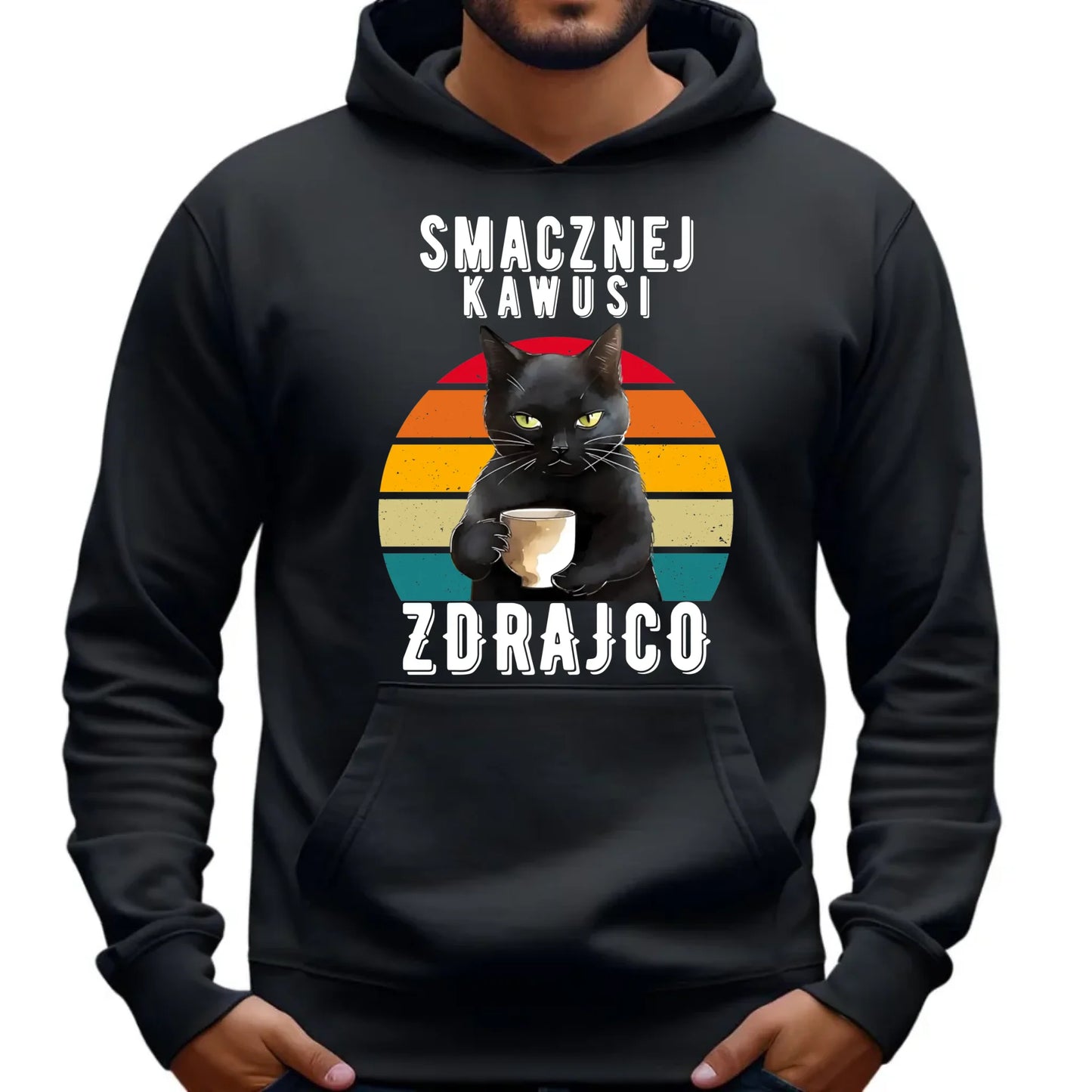 Bluza męska z kapturem na odejście z pracy - Smacznej kawusi zdrajco OP03 - StoryCups.pl