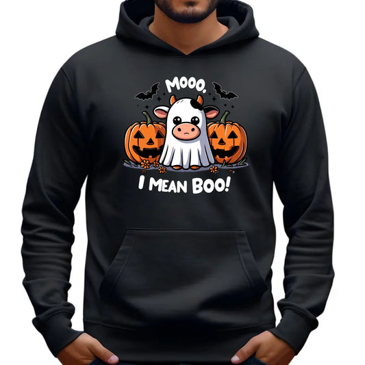Bluza męska z kapturem na Halloween - Mooo I mean Boo! - z dynią i duchem HL14 - StoryCups.pl