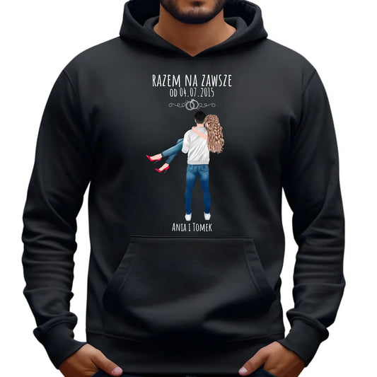 Bluza męska z kapturem dla par - personalizowany prezent na rocznicę - Razem na zawsze W14 - StoryCups.pl