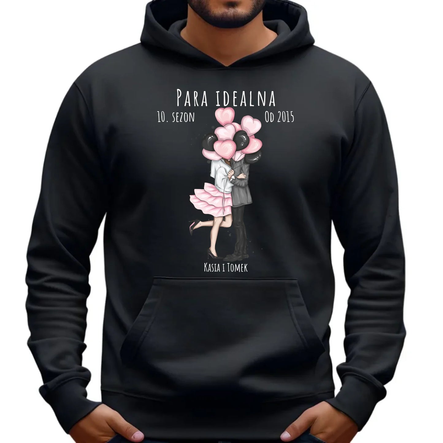 Bluza męska z kapturem dla par - prezent na rocznicę - Para idealna - personalizowana W11 - StoryCups.pl