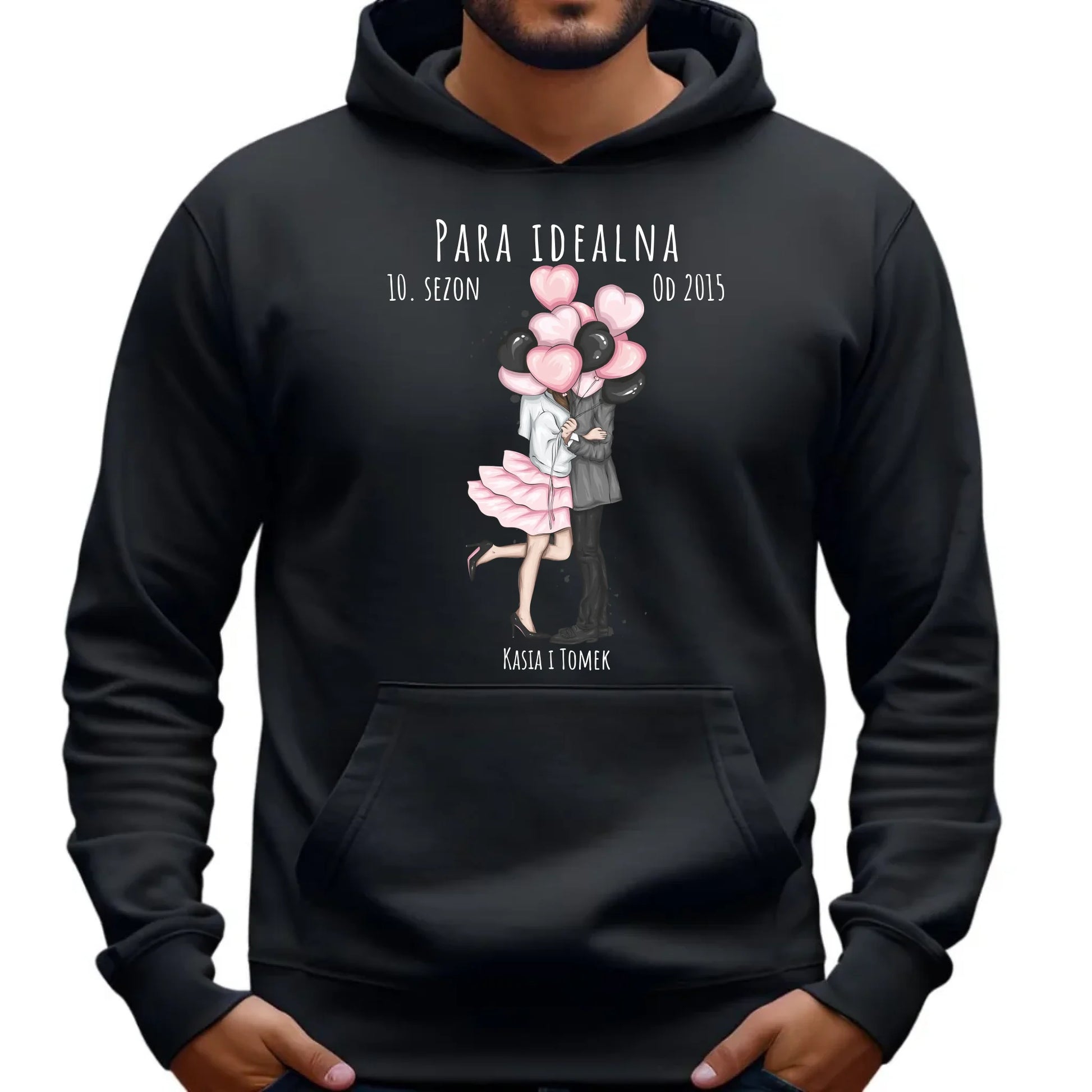 Bluza męska z kapturem dla par - prezent na rocznicę - Para idealna - personalizowana W11 - StoryCups.pl