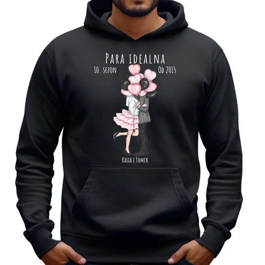 Bluza męska z kapturem dla par - prezent na rocznicę - Para idealna - personalizowana W11 - StoryCups.pl