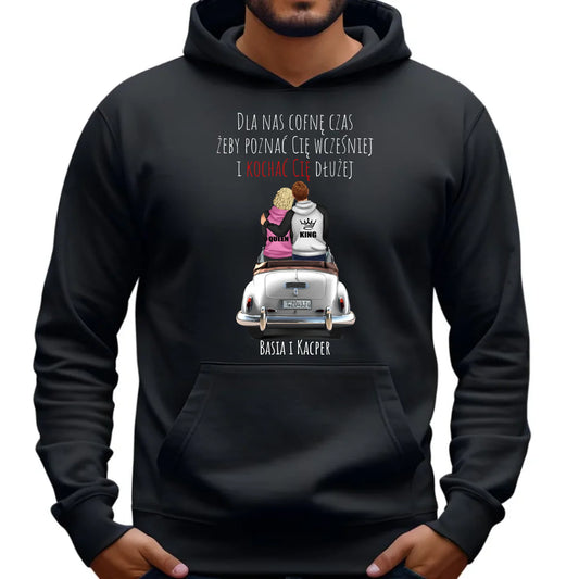 Bluza męska z kapturem dla par - prezent dla chłopaka - Cofnę czas - personalizowana W08 - StoryCups.pl