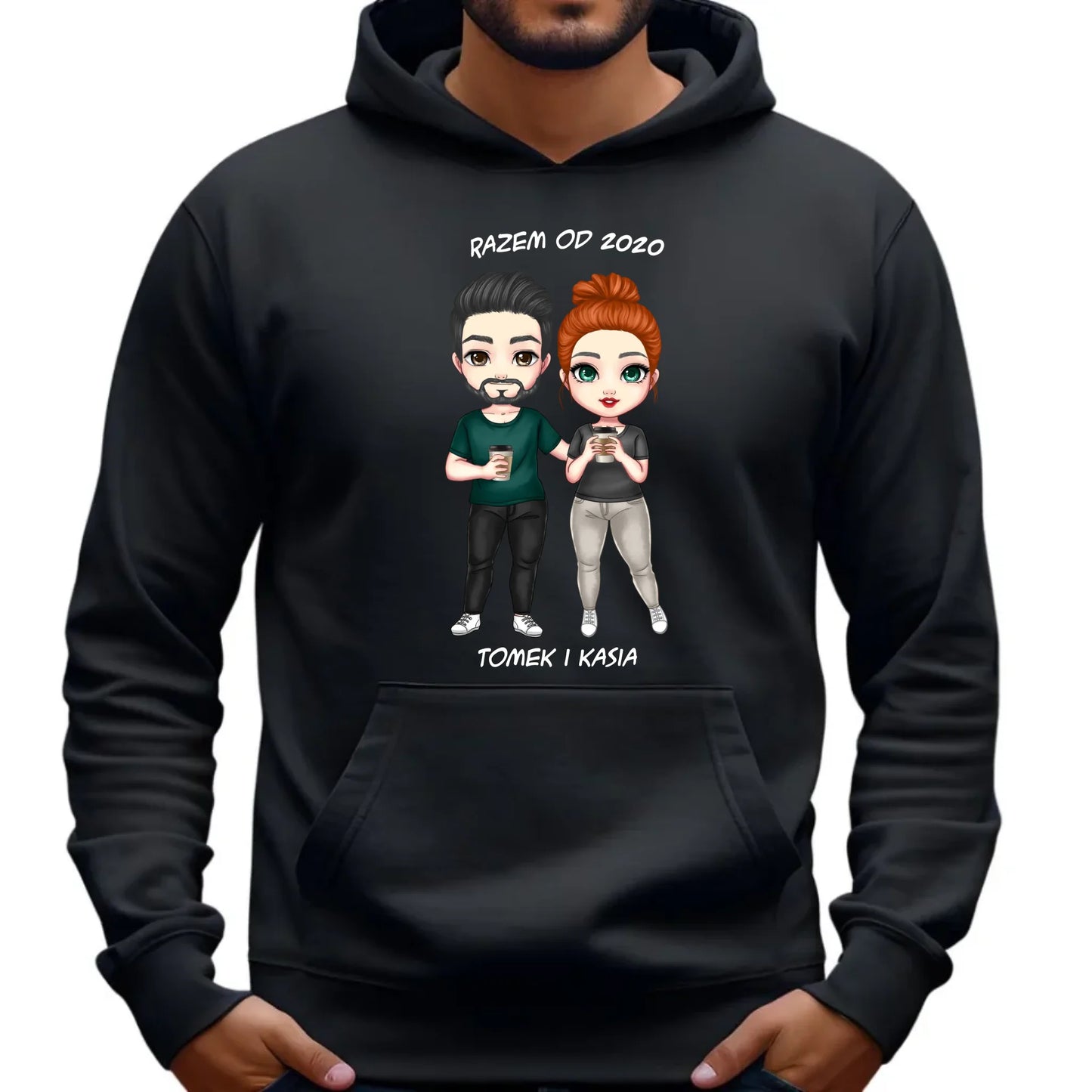 Bluza męska z kapturem dla par - prezent dla chłopaka narzeczonego męża - personalizowana W01 - StoryCups.pl