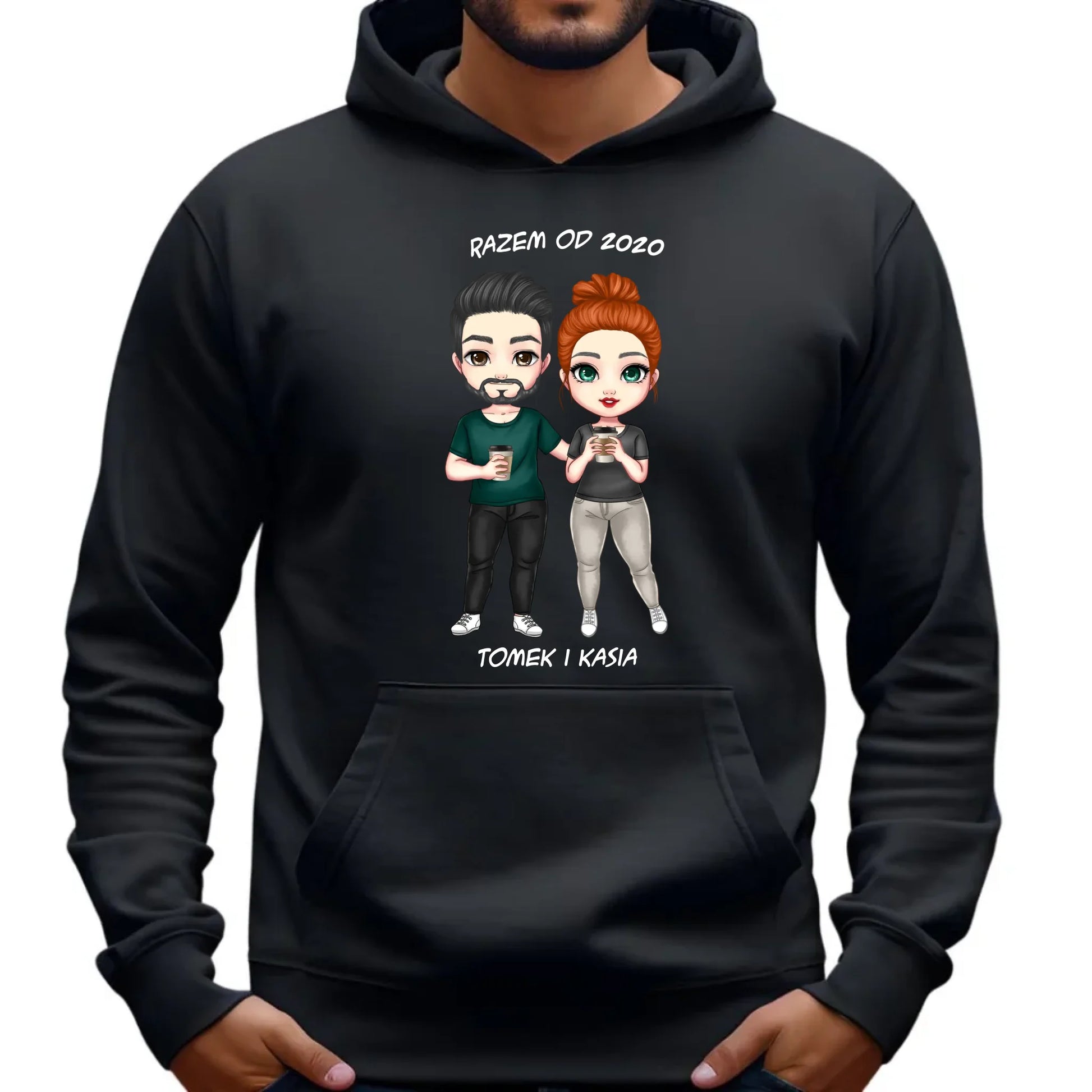 Bluza męska z kapturem dla par - prezent dla chłopaka narzeczonego męża - personalizowana W01 - StoryCups.pl