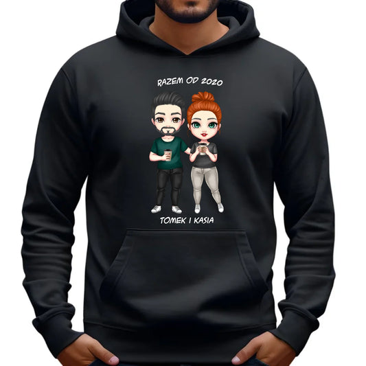 Bluza męska z kapturem dla par - prezent dla chłopaka narzeczonego męża - personalizowana W01 - StoryCups.pl