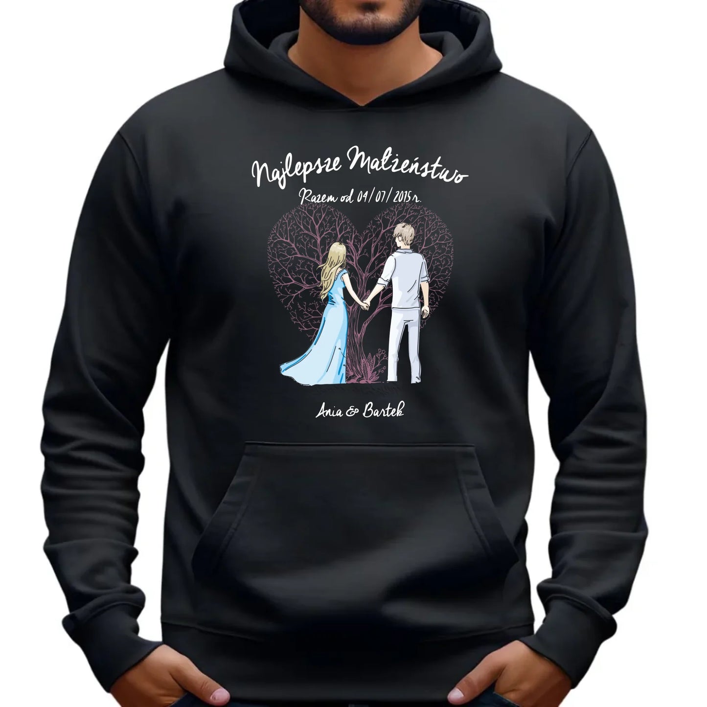 Bluza męska z kapturem - prezent dla męża Rocznica Ślubu - Najlepsze małżeństwo - personalizowana W03 - StoryCups.pl