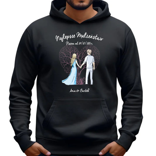 Bluza męska z kapturem - prezent dla męża Rocznica Ślubu - Najlepsze małżeństwo - personalizowana W03 - StoryCups.pl