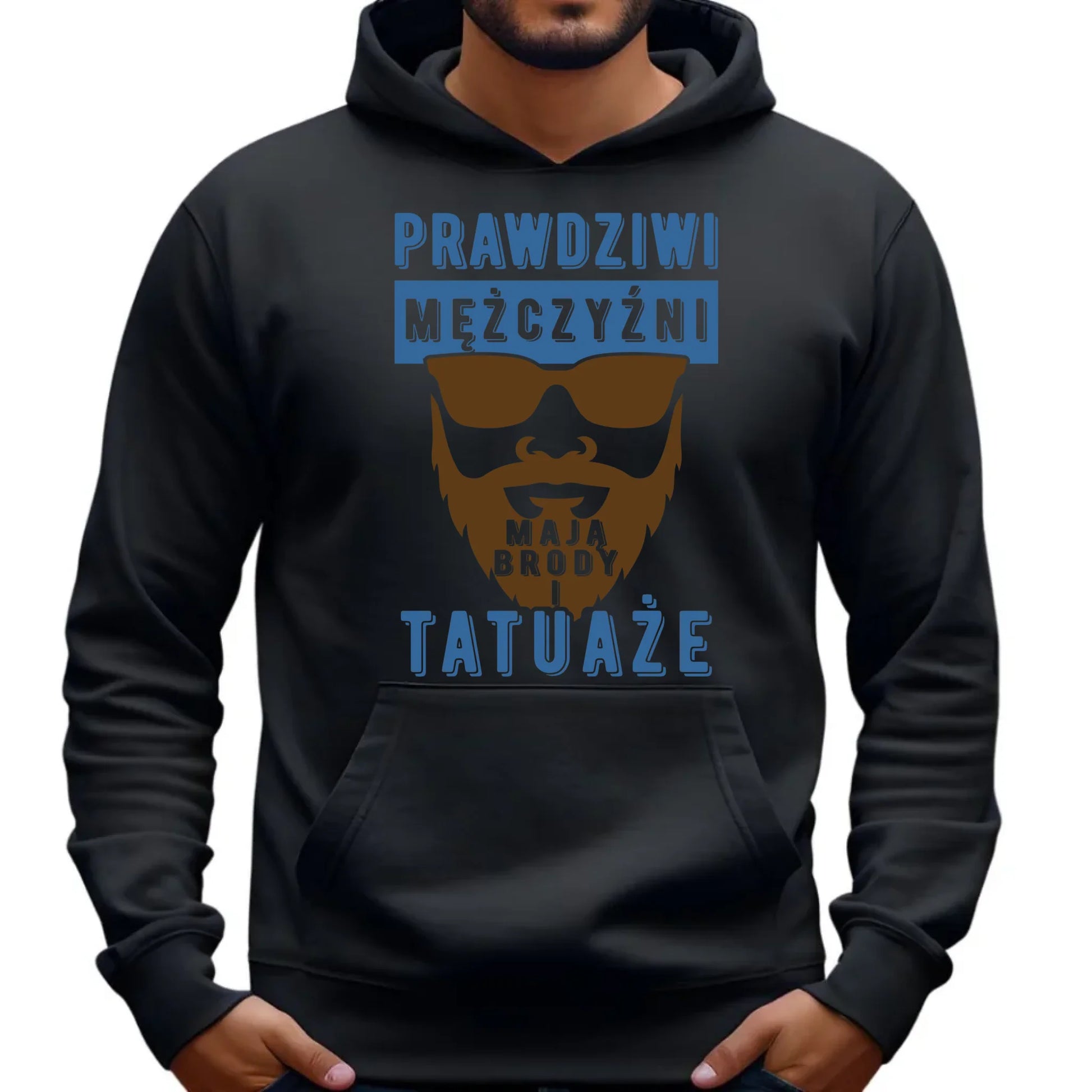 Bluza męska z kapturem - Prezent dla faceta - Prawdziwi mężczyźni mają brody i tatuaże DCH22 - StoryCups.pl