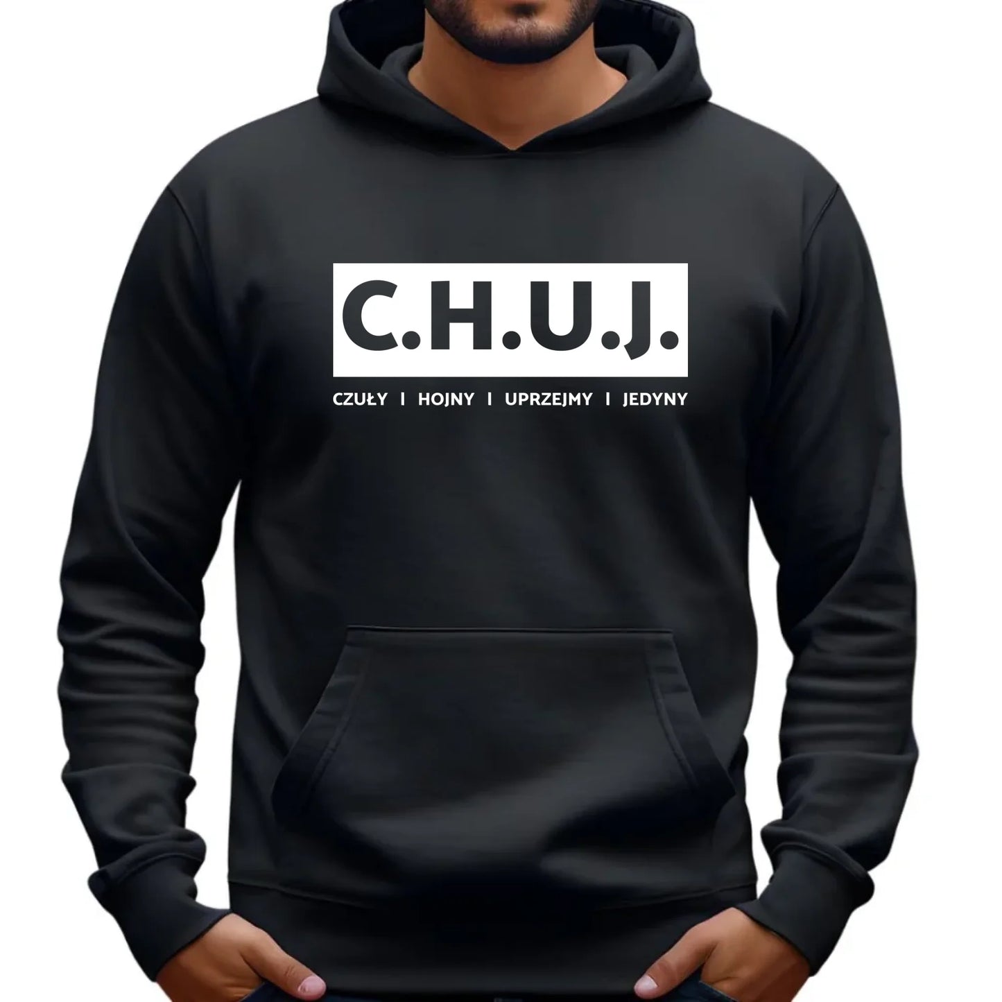 Bluza męska z kapturem - prezent dla kolegi na Dzień Chłopaka przyjaciela - C.H.U.J. - bez cenzury DCH12 - StoryCups.pl