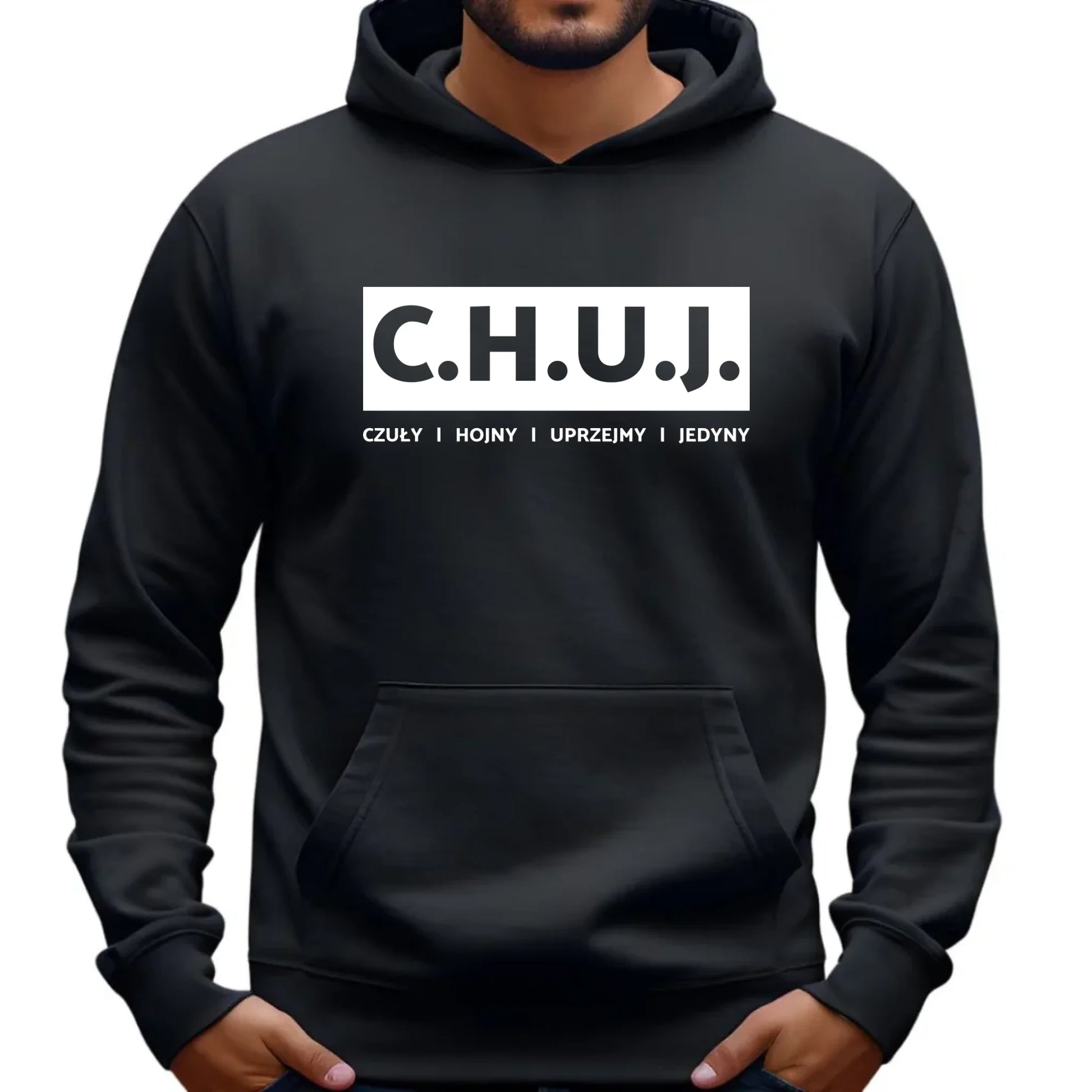 Bluza męska z kapturem - prezent dla kolegi na Dzień Chłopaka przyjaciela - C.H.U.J. - bez cenzury DCH12 - StoryCups.pl