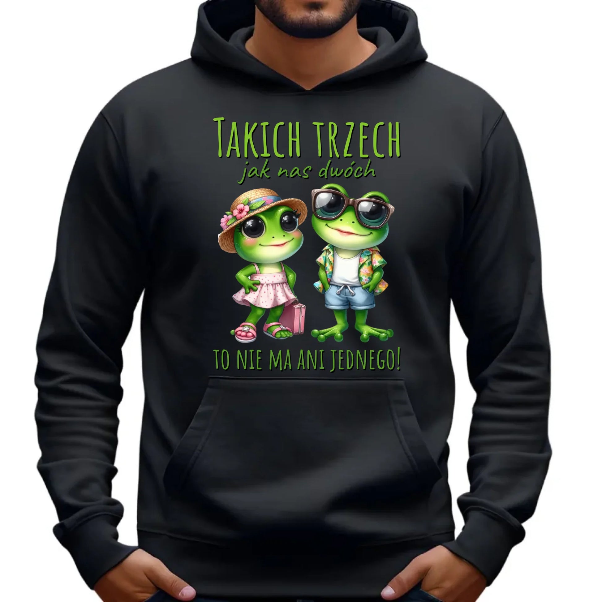 Bluza męska z kapturem dla par - Żabki - prezent dla chłopaka DCH11 - StoryCups.pl