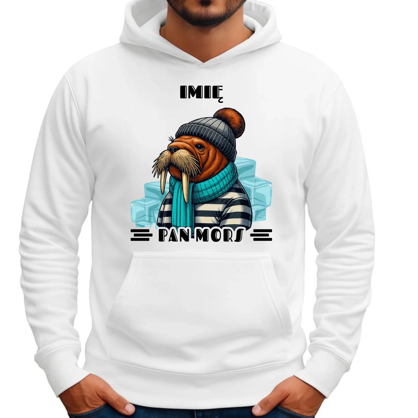 Bluza męska z kapturem - prezent dla morsa - Pan Mors - personalizowana HM15 - StoryCups.pl