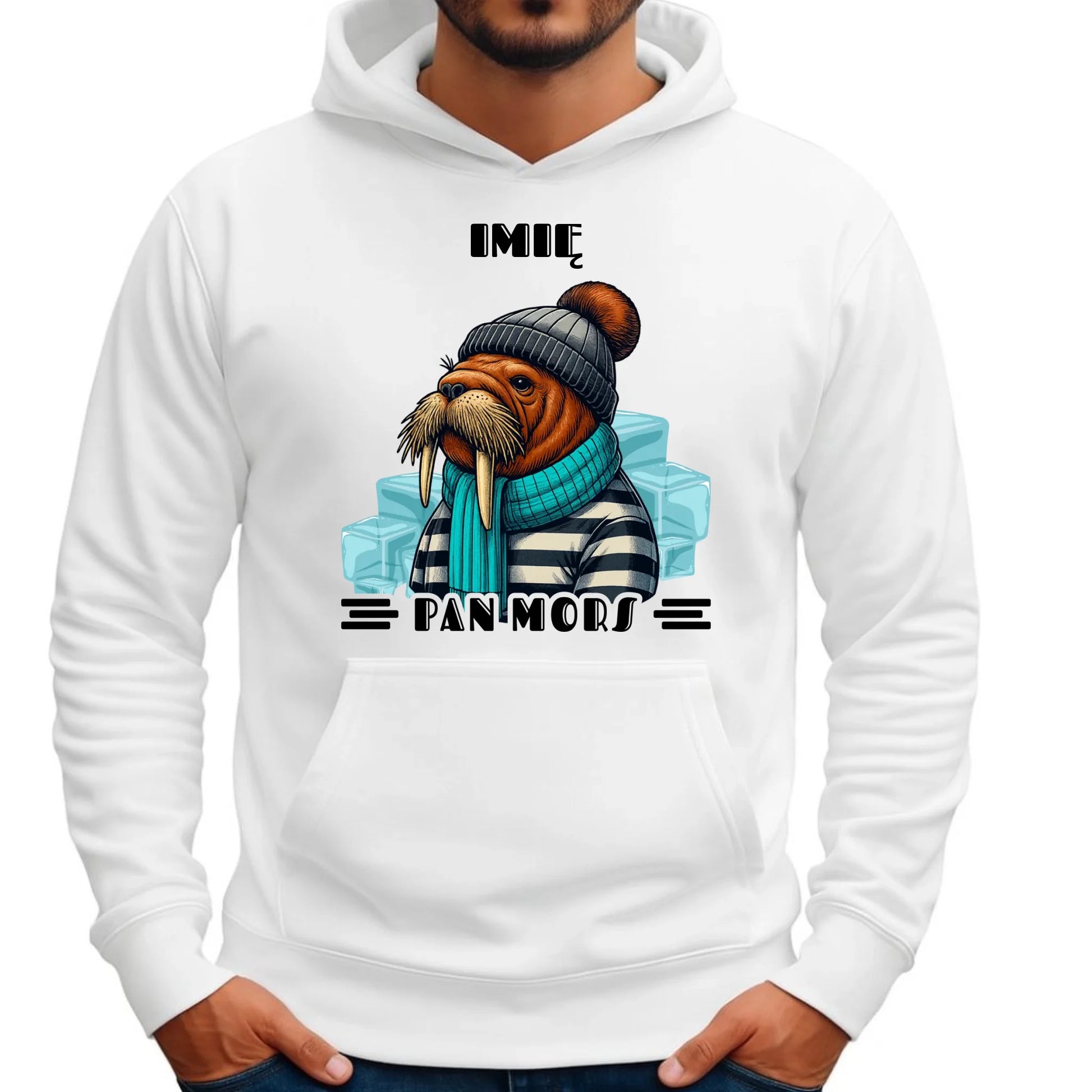 Bluza męska z kapturem - prezent dla morsa - Pan Mors - personalizowana HM15 - StoryCups.pl