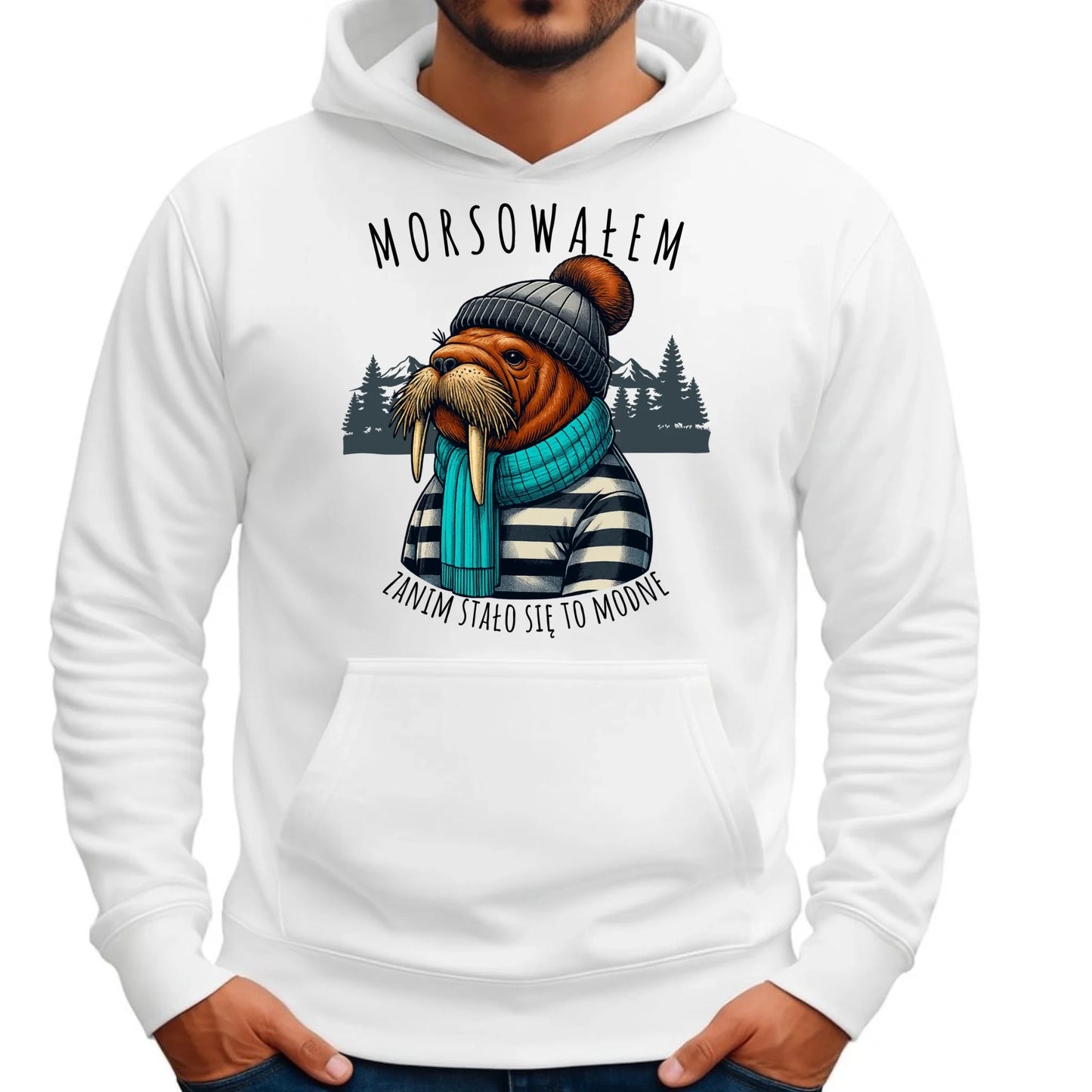 Bluza męska z kapturem - prezent dla morsa - Morsowałem zanim stało się to modne - Mors HM08 - StoryCups.pl