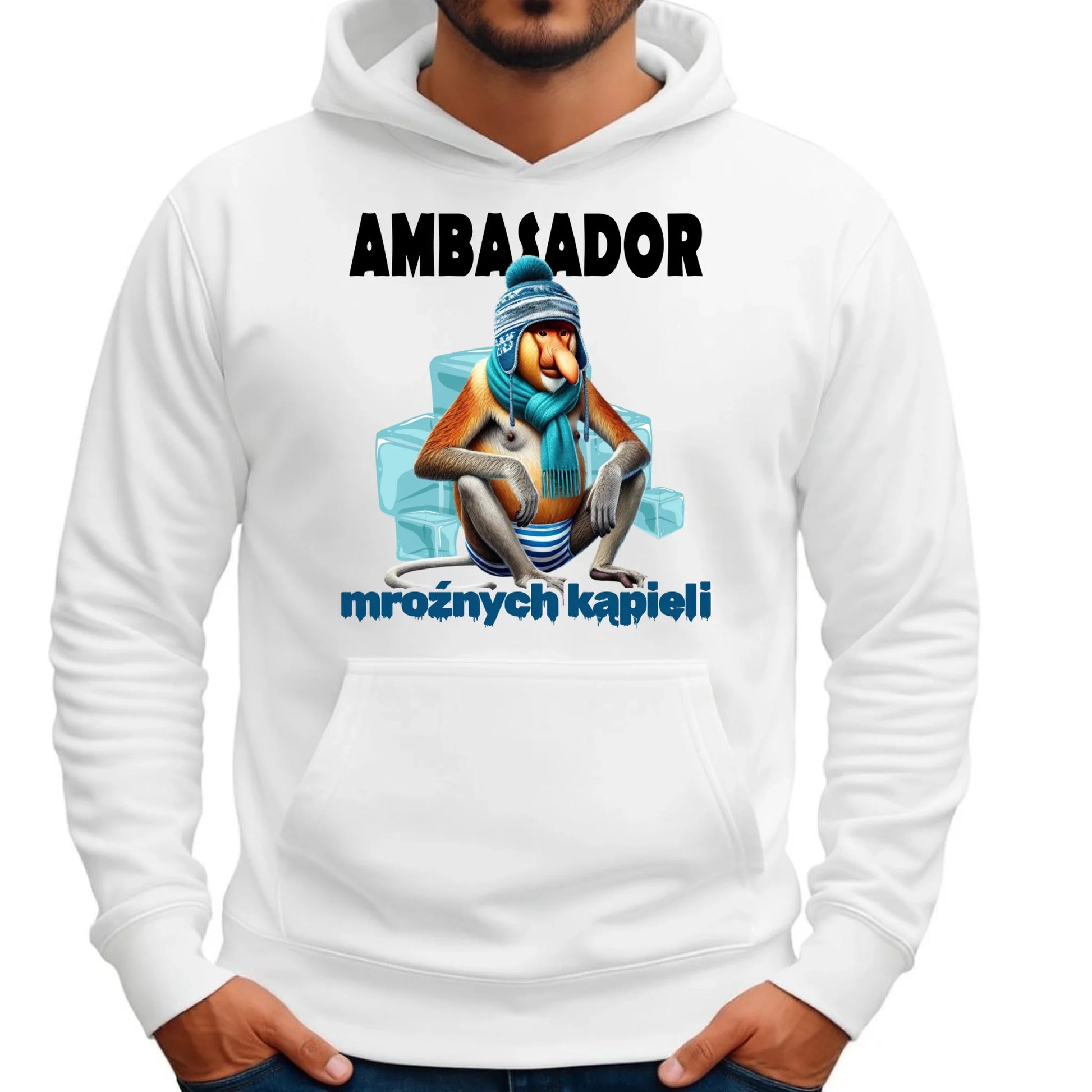 Bluza męska z kapturem - prezent dla morsa - Janusz Nosacz Mors - Ambasador mroźnych kąpieli HM03 - StoryCups.pl