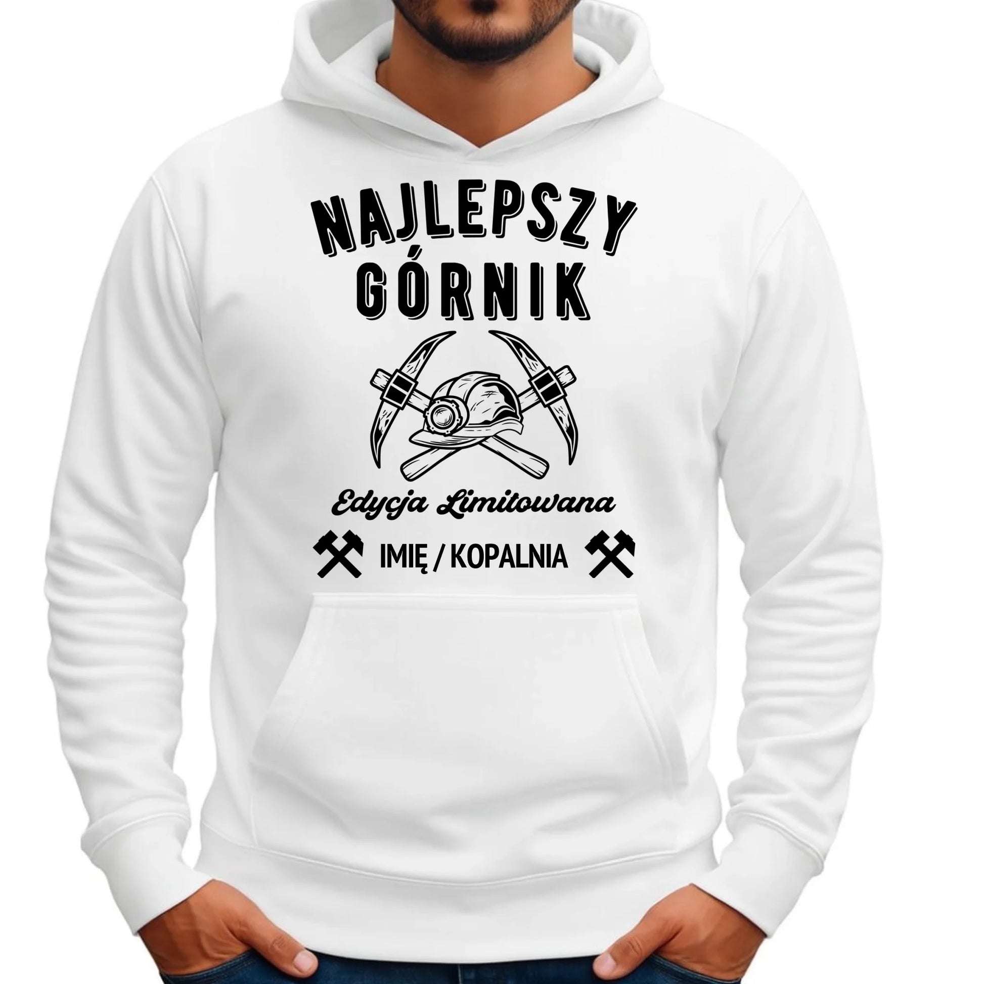 Bluza męska z kapturem - prezent dla górnika - Najlepszy górnik - personalizowana G27 - StoryCups.pl