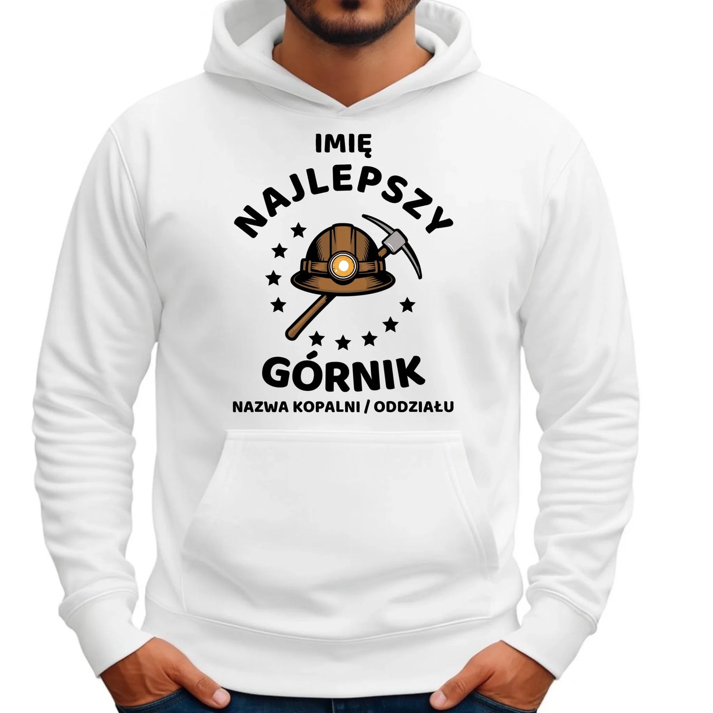 Bluza męska z kapturem - prezent dla górnika - Najlepszy górnik - personalizowana G23 - StoryCups.pl