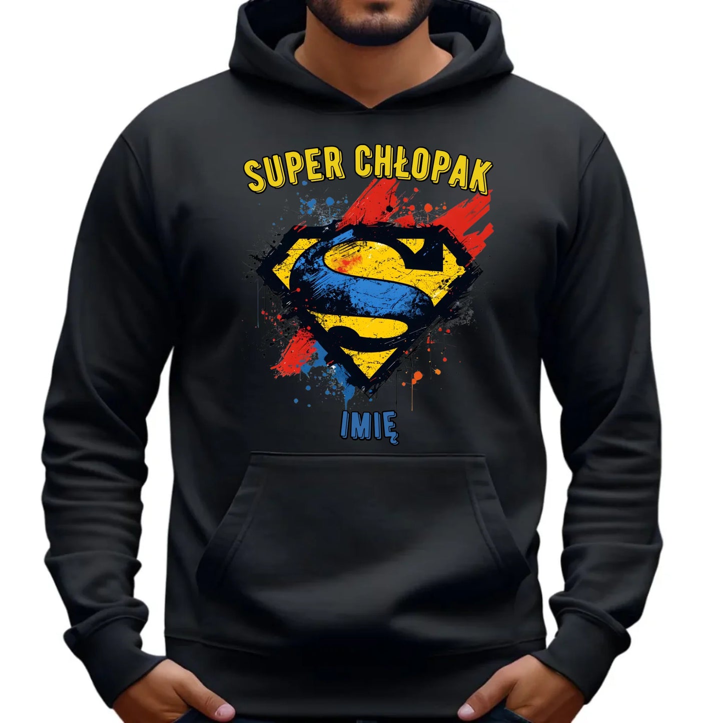 Bluza męska z kapturem - prezent na Dzień Chłopaka - Super Chłopak - personalizowana DCH18 - StoryCups.pl