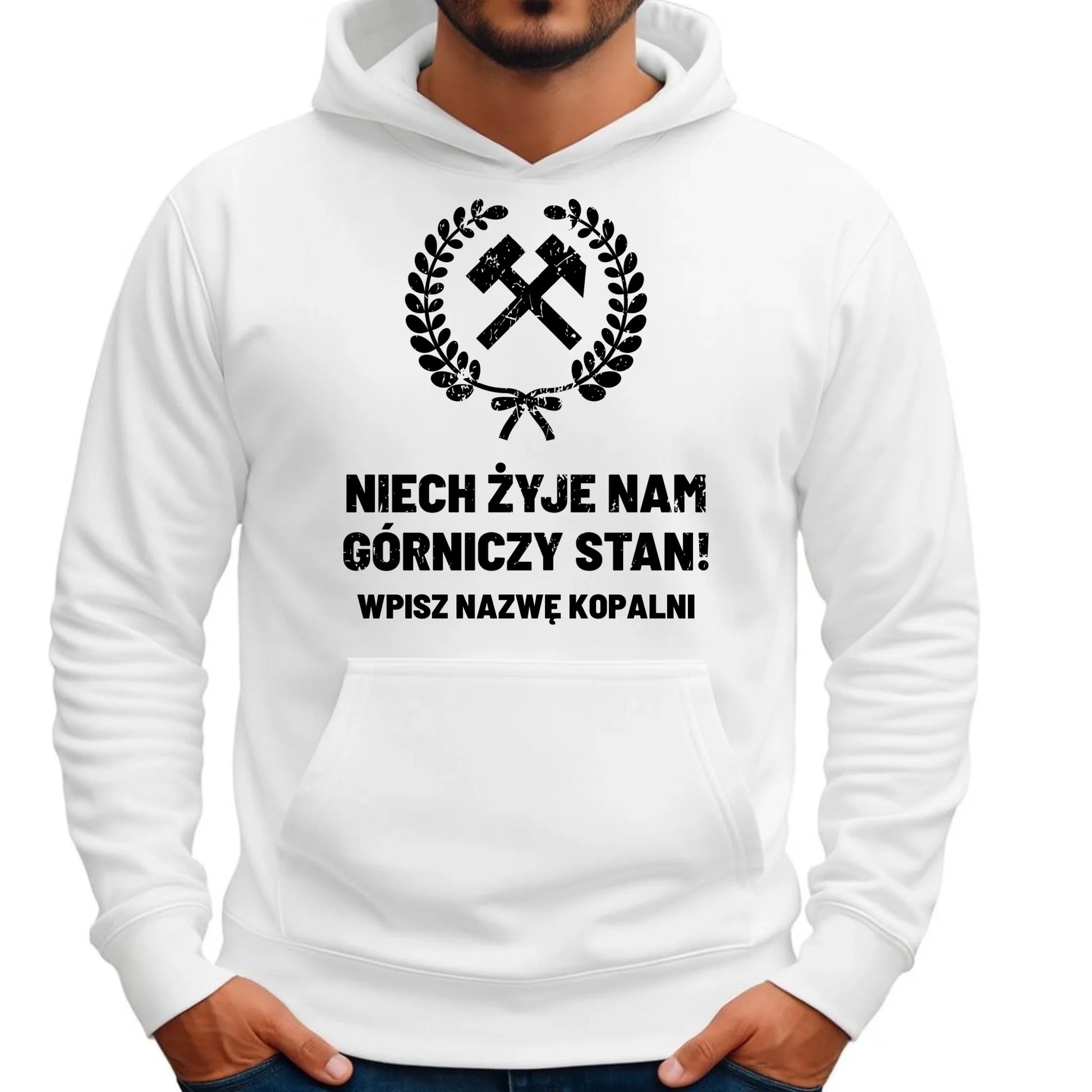 Bluza męska z kapturem - prezent dla górnika - Niech żyje nam górniczy stan - personalizowana G24 - StoryCups.pl