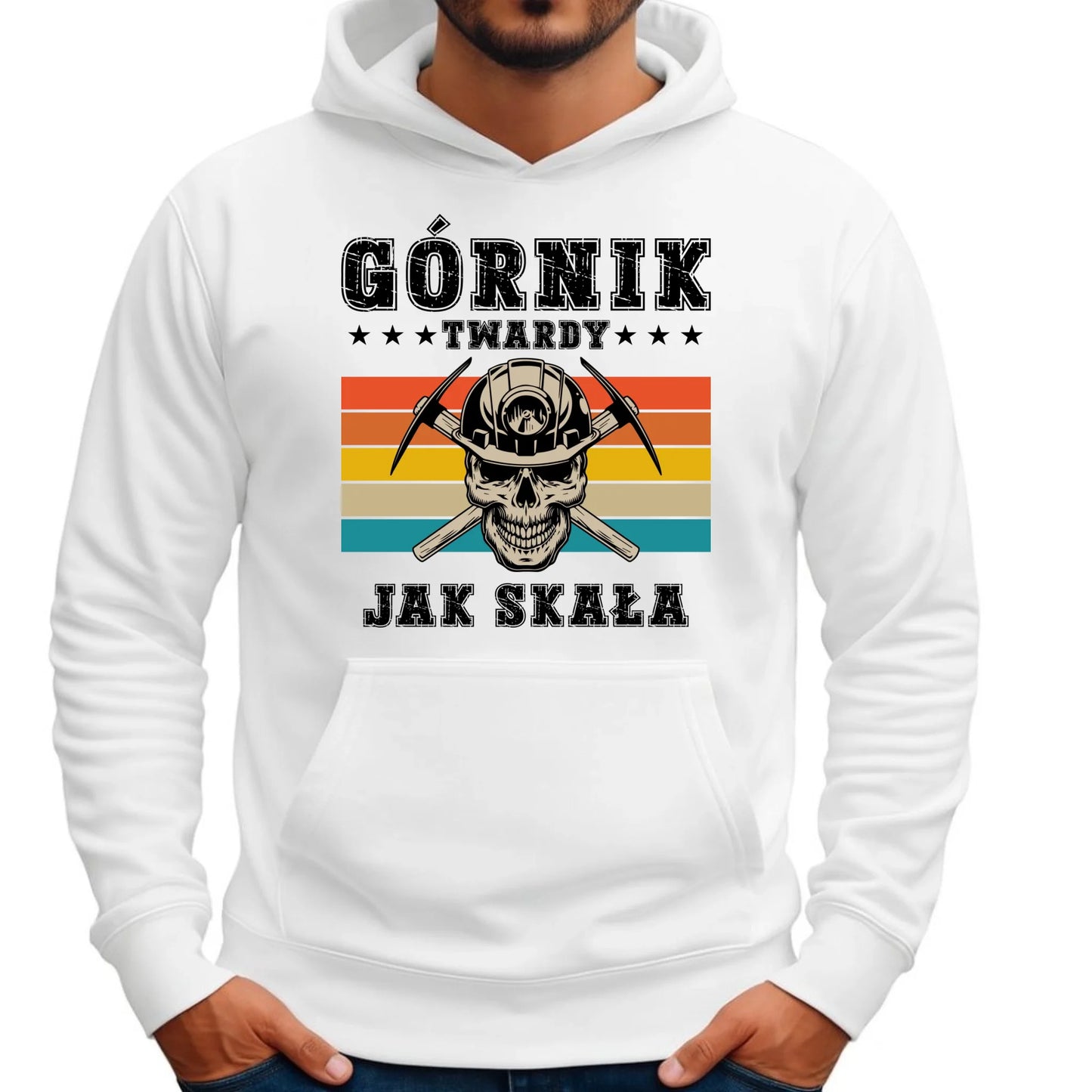 Bluza męska z kapturem - prezent dla górnika - Górnik twardy jak skała G21 - StoryCups.pl